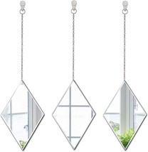 A Set Of Three Hanging Chain Frameless Mirrors In The Shape Of A Diamond From - £36.01 GBP