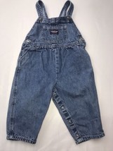 Oshkosh Overalls Vestbak 18 mos Jean Blue Denim Bibs Pleated Vintage Pink Thread - $23.00