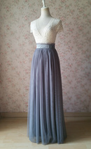Gray Long Tulle Skirt Bridesmaid Custom Plus Size Maxi Tulle Skirt Outfit image 2