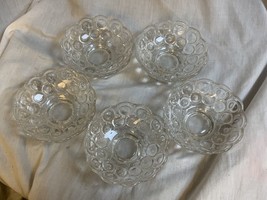 5 Vintage LE Smith Clear Moon and Stars Pedestal Fruit Dessert Bowls 1960’s - £40.96 GBP