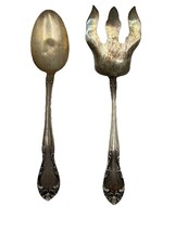 Gorham New Elegance Silver Plate 8.5” Spoon, 8.75” Meat Fork Serving or ... - $21.78