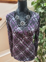 Merona Women&#39;s Multicolor Polyester V-Neck Long Sleeve Pullover Blouse Size S - £18.04 GBP