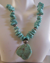 Turquoise Nuggets and Large Sterling Silver Beads Plus Free-form Turquoise Drop - $85.00