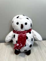 Animal Adventure 2019 small plush white black spotted owl red scarf - £5.59 GBP
