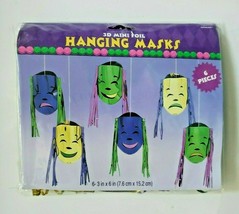 1990&#39;s Amscan 3D Mini Foil Hanging Masks 6 Pieces New In Packaging - £11.70 GBP