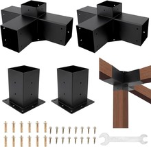 Pergola Brackets 4X4, Pergola Kit Includes 2 Pcs 4-Way 90° Angle Corner Bracket - $91.99