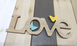 Love Sign Butterfly Positive Energy Inspiration Home Decor Wood Happy Feng Shui - £14.20 GBP
