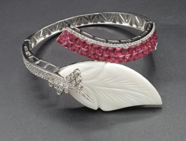 Indian Bollywood Style 925 Silver Plated Kada Bracelet CZ Ruby Red Jewelry Set - £45.77 GBP