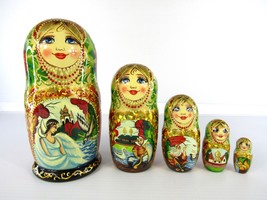 Matryoshka Nesting Dolls 7&quot; 5 Pc., Tsar Saltan Fairy tale Hand Made Russian 358 - £66.83 GBP