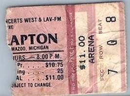 Vtg Eric Clapton Concert Ticket Stub Kalamazoo Michigan Juillet 14 1983 - $44.54