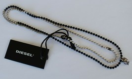 Diesel Unisex A-MARBLE Necklace X04630 Silver/BlackBNWT 100% Authentic - $39.75