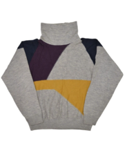 Vintage Wool Sweater Mens L Turtleneck Geometric Pullover Jumper Cut &amp; Sew - £26.46 GBP