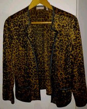 Chicos Jacket Womens 2 (US 12) Leopard Print Velvet Blazer Open Front - $15.00