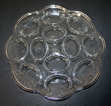 Vintage Anchor Hocking Savannah Rose Embossed Clear Glass Deviled Egg Pl... - $16.99