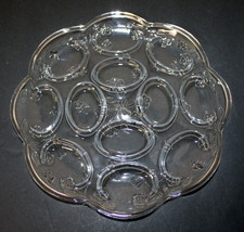 Vintage Anchor Hocking Savannah Rose Embossed Clear Glass Deviled Egg Plate ~ Ex - £13.32 GBP