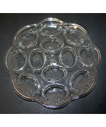 Vintage Anchor Hocking Savannah Rose Embossed Clear Glass Deviled Egg Pl... - $16.99