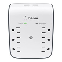 Belkin 6-Outlet Power Strip, Wall Surge Protector w/ 2 USB Ports - Wall Mountabl - £35.05 GBP