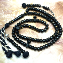 Antique 99 Prayer Beads Yemeni old Black Coral worry beads necklace يسر مكاوي - £275.43 GBP