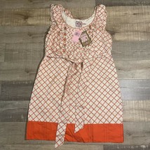 NWT Juicy Silk Dress Ruffles Size 6 Orange Cream - £45.77 GBP
