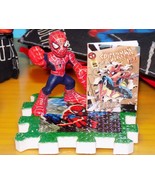Dollhouse Spiderman Comic Book Figurine &amp; Puzzle Piece Fits Loving Famil... - £5.42 GBP