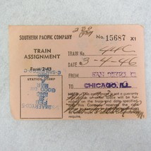 Southern Pacific Company Train Ticket Railroad San Diego to Chicago Vint... - £11.95 GBP