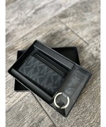 Michael Kors Jet Set Leather Slim Key Fob &amp; Credit Card Case - Black &amp; Gray - £35.27 GBP