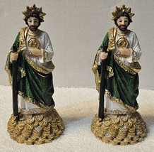 Saint Jude San Judas Tadeo Apostle Staff Robe Money Coin Religious Figurine Set - £18.07 GBP