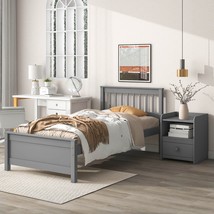 Twin Bed with Headboard and Footboard for Kids, Teens, Adults,with a Nightstand - £186.82 GBP