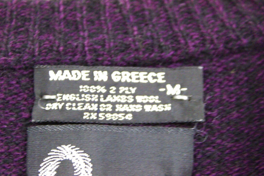 Vintage 70s Panache Greece Plum Purple Lambswool V-Neck Sweater Men M NWOT Item image 3