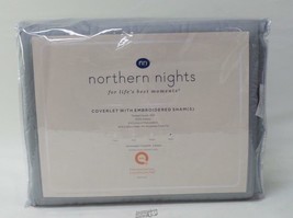 Northern Nights Cotton Embroidered Coverlet Blankets Gray Patterned FULL... - £37.84 GBP
