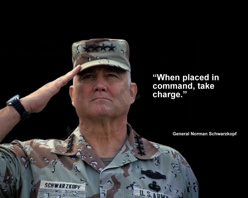 GENERAL NORMAN SCHWARZKOPF  &quot;WHEN PLACED IN...&quot; QUOTE PHOTO VARIOUS SIZES - $4.95+