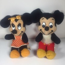 Vintage Mickey Mouse And Minnie Set 16" Plush Walt Disney Productions 1960s - $19.55