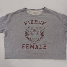Pact Organic Cotton Crop Sweatshirt Gray FIERCE FEMALE Graphic Pullover Womens L image 12