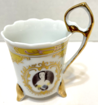 Vintage Handmade Handge Fertigt Footed Tea Cup Gold Guilded Ornate Handl... - $12.45