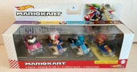 NEW Mattel GXX98 Hot Wheels Mario Kart Fan Favorite 4-Pack Character Vehicle Set - £32.55 GBP