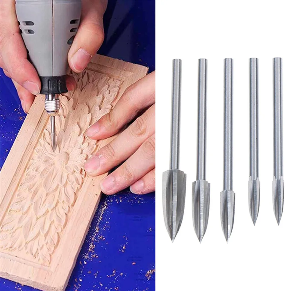 5PCS  Carving Drill Steel Engraving Drill Bit Set Solid Carbide Grinding Burr fo - £164.64 GBP