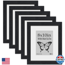 VCK 8x10 Picture Frame 5 Pack, Black Oak Wood, HD Glass, Wall/Table Display - $75.99