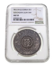 Año 1 (1912) China S $1 Dólar Szechuan L&amp;M-366 Graduado Por NGC Como AU53 - £1,388.72 GBP