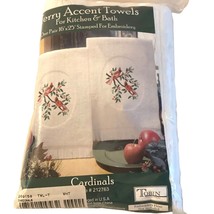 Embroidery Kit Christmas Cardinals Kitchen and Bath Towel Set 25&quot; x 16&quot; NEW - £11.00 GBP