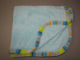 Blankets & and Beyond Baby Boy Blue Orange Green Stripe Edge Trim Lovey Fleece - $49.49
