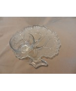 Vintage Clear and Frosted Glass Tree Shaped Snack Tray with Clear Cup - £21.89 GBP