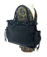 LuLu Black Quilted Handbag Polyester Patent Leather Travel Laptop Bag Tote - £22.58 GBP
