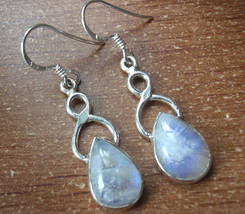 Blue Moonstone Forever Infinity 925 Sterling Silver Dangle Earrings r440h - £12.22 GBP