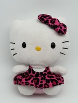 Hello Kitty Leopard Dress &amp; Bow w/ Glasses 6&quot; Ty Beanie Baby Babies - £10.67 GBP