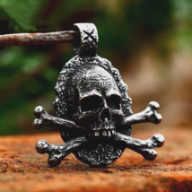 Mens Pirate Skull Crossbones Pendant Necklace Punk Retro Jewelry Stainless Steel - £8.72 GBP