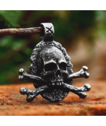 Mens Pirate Skull Crossbones Pendant Necklace Punk Retro Jewelry Stainle... - £8.54 GBP
