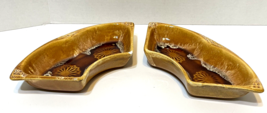 VTG Wade Porcelain Ceramic Starburst Snack Dip Dishes Browns 9x4 Lot 2 - £18.47 GBP