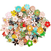 120 Pcs Spring Easter Floral Themed Flower Charms For Jewelry Making, Assorted G - £20.39 GBP