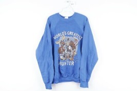 Vtg 80s Streetwear Mens Large Distressed Worlds Greatest Hunter Crewneck Sweater - £26.93 GBP