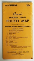 Vintage 1950&#39;s Cram&#39;s Modern Series Pocket Map Canada 239 - £9.58 GBP